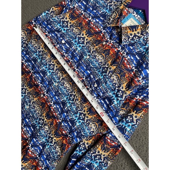 Panhandle Rough Stock western print pearl snap dress Size Small Belt Loops - Picture 10 of 16